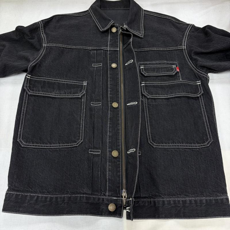アンダーカバー UNDERCOVER ジャケット、上着 ジャケット、ブレザー 21SS オーバーサイズ デニムジャケット Gジャン ステッチ カバーオール UC1A4208 ヴィンテージ加工 日本製 2 無地 黒 / ブラック / black X 白 / ホワイト / white メンズ USED 古着 中古 50168141