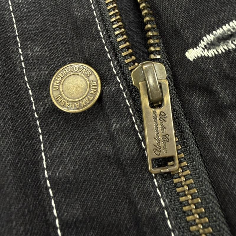 アンダーカバー UNDERCOVER ジャケット、上着 ジャケット、ブレザー 21SS オーバーサイズ デニムジャケット Gジャン ステッチ カバーオール UC1A4208 ヴィンテージ加工 日本製 2 無地 黒 / ブラック / black X 白 / ホワイト / white メンズ USED 古着 中古 50168141