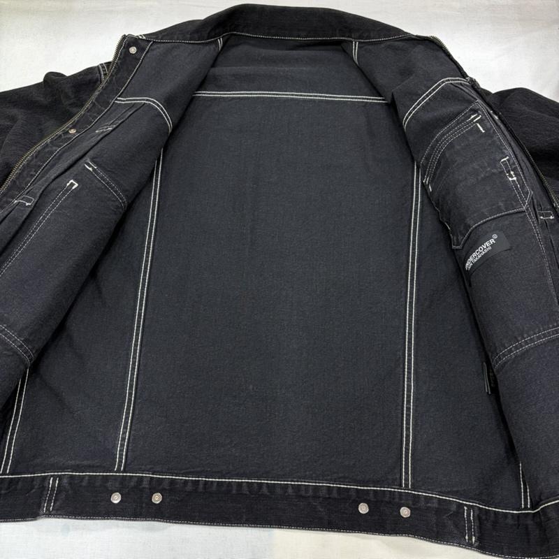アンダーカバー UNDERCOVER ジャケット、上着 ジャケット、ブレザー 21SS オーバーサイズ デニムジャケット Gジャン ステッチ カバーオール UC1A4208 ヴィンテージ加工 日本製 2 無地 黒 / ブラック / black X 白 / ホワイト / white メンズ USED 古着 中古 50168141