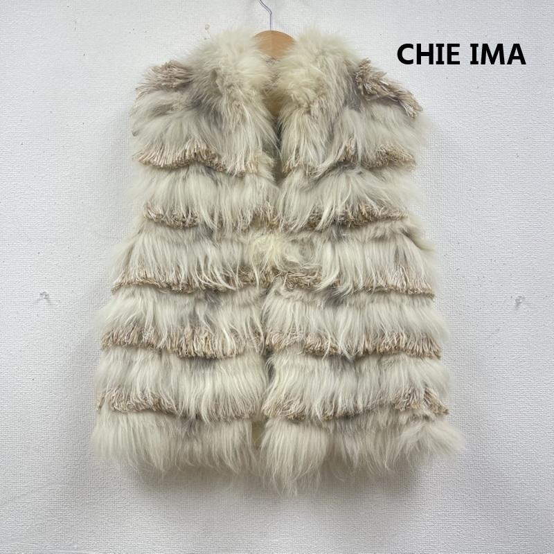 古着 USED ベスト ベスト CHIE IMA カジュアル 毛皮 フリル ファー ベスト アウター 42 ベージュ / ベージュ / beige レディース USED 古着 中古 50168147