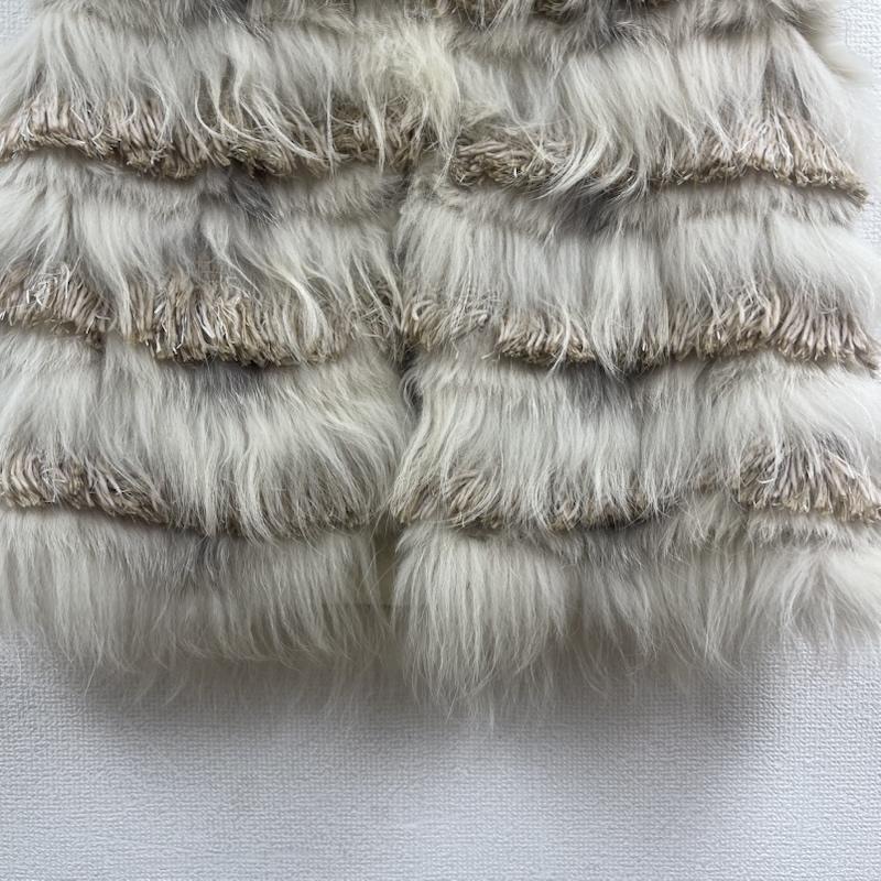 古着 USED ベスト ベスト CHIE IMA カジュアル 毛皮 フリル ファー ベスト アウター 42 ベージュ / ベージュ / beige レディース USED 古着 中古 50168147