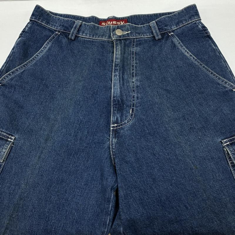 ステューシー STUSSY パンツ デニム、ジーンズ 90s ARCHIVE OLD MADE IN USA 赤タグ 6ポケット デニム カーゴ パンツ 32インチ メンズ USED 古着 中古 50168148