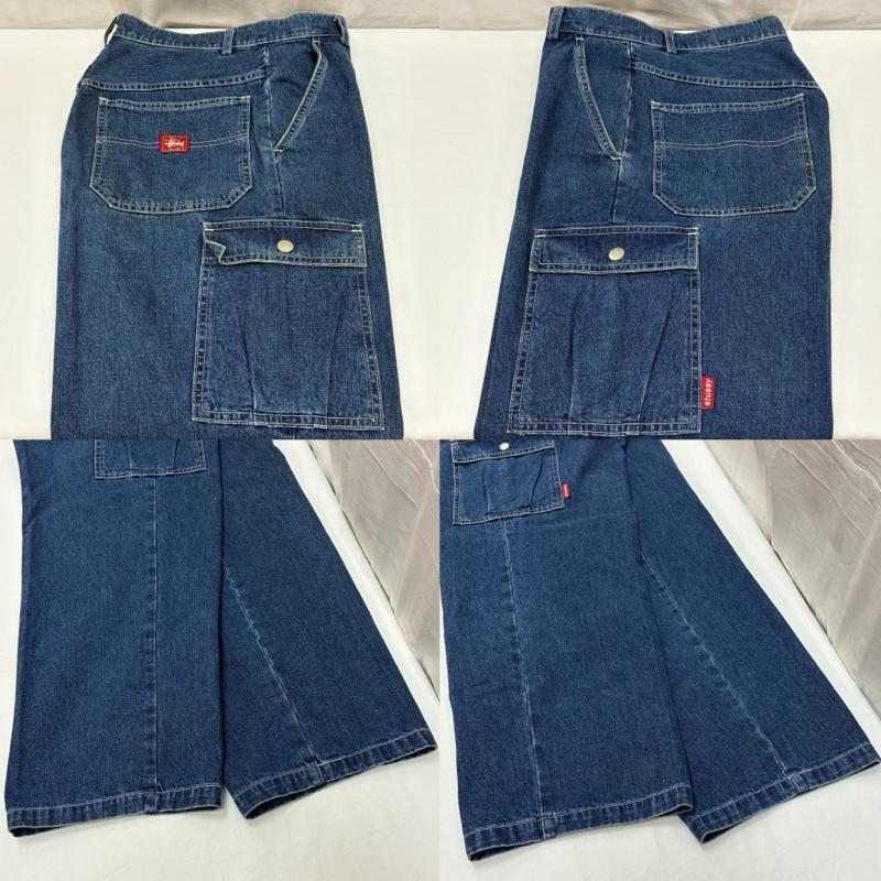 ステューシー STUSSY パンツ デニム、ジーンズ 90s ARCHIVE OLD MADE IN USA 赤タグ 6ポケット デニム カーゴ パンツ 32インチ メンズ USED 古着 中古 50168148
