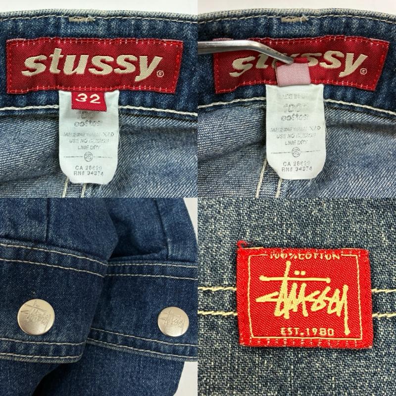 ステューシー STUSSY パンツ デニム、ジーンズ 90s ARCHIVE OLD MADE IN USA 赤タグ 6ポケット デニム カーゴ パンツ 32インチ メンズ USED 古着 中古 50168148