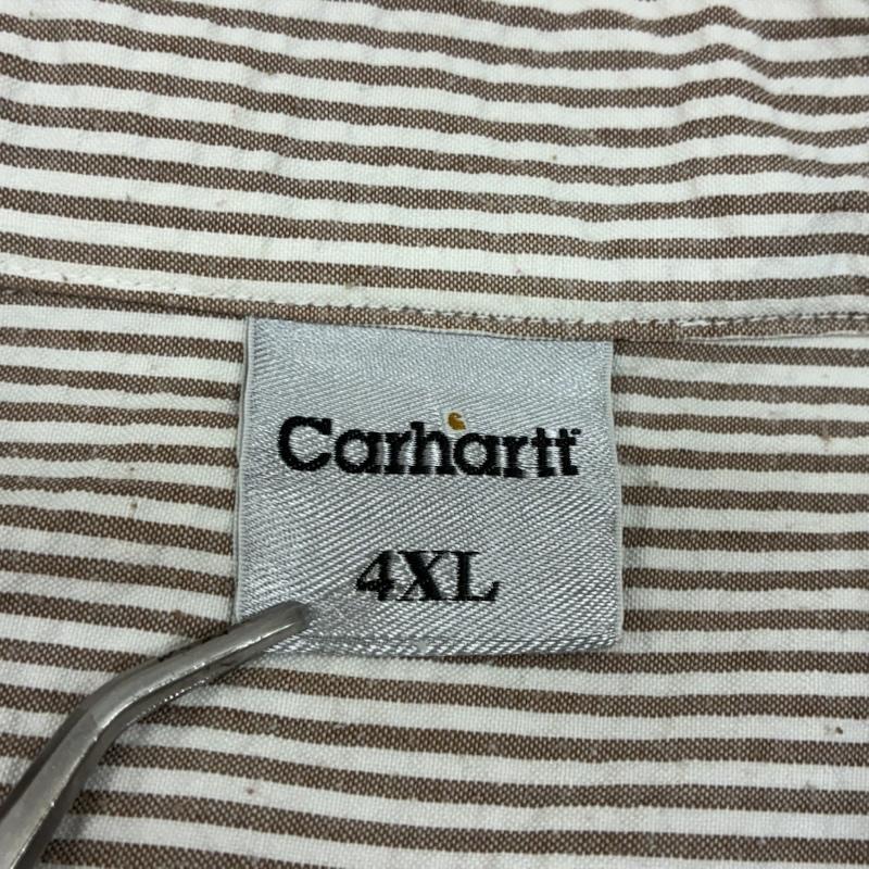 カーハート Carhartt シャツ、ブラウス 半袖 ストライプ シアサッカー フラップポケット スナップ ボタン シャツ ビッグサイズ 4XL - メンズ USED 古着 中古 50168154