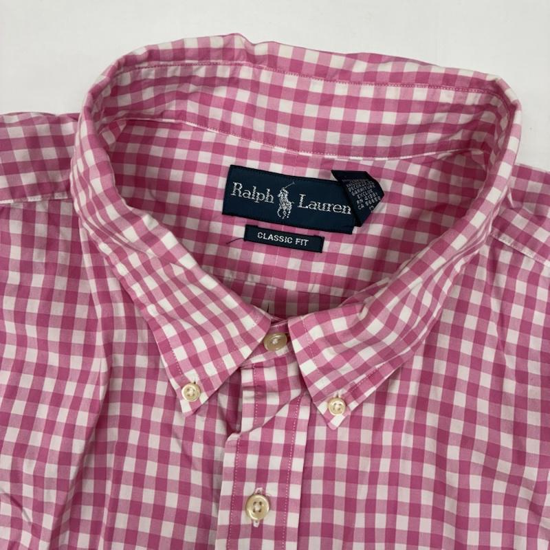 ラルフローレン RALPHLAUREN シャツ、ブラウス 半袖 CLASSIC FIT ポニー 刺繍 ギンガム チェック ボタンダウン シャツ ビッグサイズ 3XL - メンズ USED 古着 中古 50168156