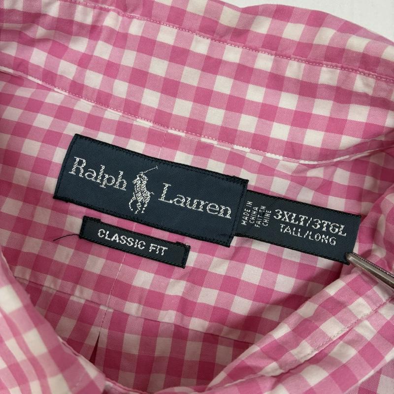 ラルフローレン RALPHLAUREN シャツ、ブラウス 半袖 CLASSIC FIT ポニー 刺繍 ギンガム チェック ボタンダウン シャツ ビッグサイズ 3XL - メンズ USED 古着 中古 50168156