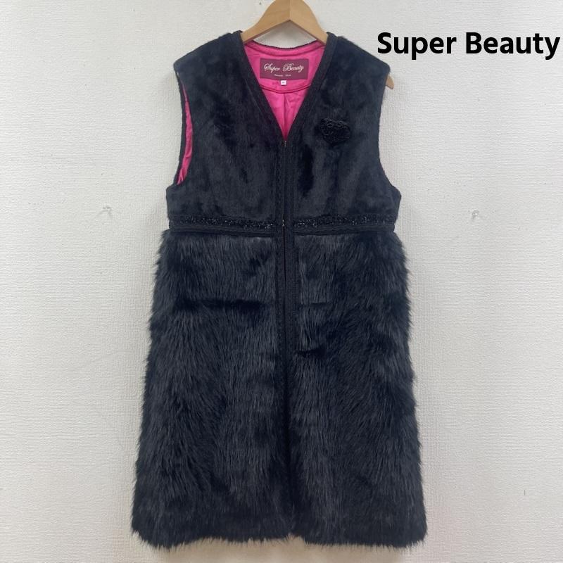 古着 USED コート 毛皮、ファー Super Beauty 起毛素材 切替 ロング ジレ ファー アウター 42 黒 / ブラック / black レディース USED 古着 中古 50168157