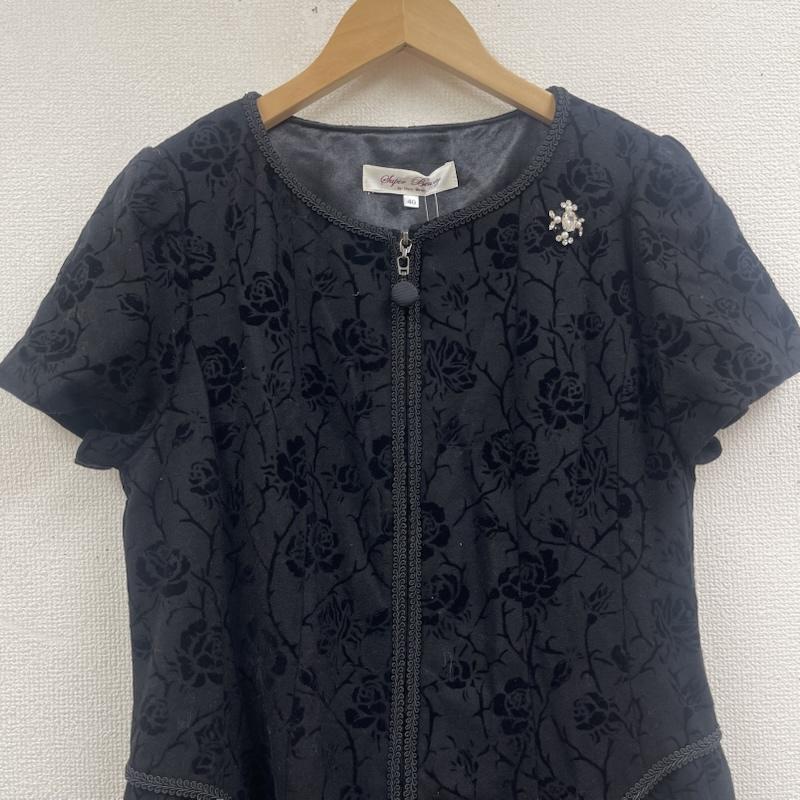 古着 USED ワンピース ロングスカート Super Beauty バラ柄 フロッキー プリント フロントジップ 半袖 ワンピース 40 黒 / ブラック / black レディース USED 古着 中古 50168158