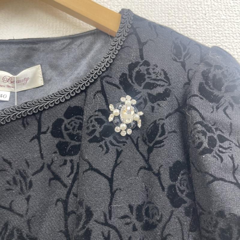 古着 USED ワンピース ロングスカート Super Beauty バラ柄 フロッキー プリント フロントジップ 半袖 ワンピース 40 黒 / ブラック / black レディース USED 古着 中古 50168158