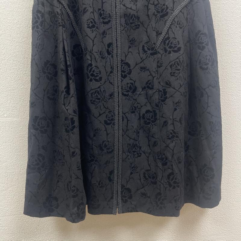 古着 USED ワンピース ロングスカート Super Beauty バラ柄 フロッキー プリント フロントジップ 半袖 ワンピース 40 黒 / ブラック / black レディース USED 古着 中古 50168158