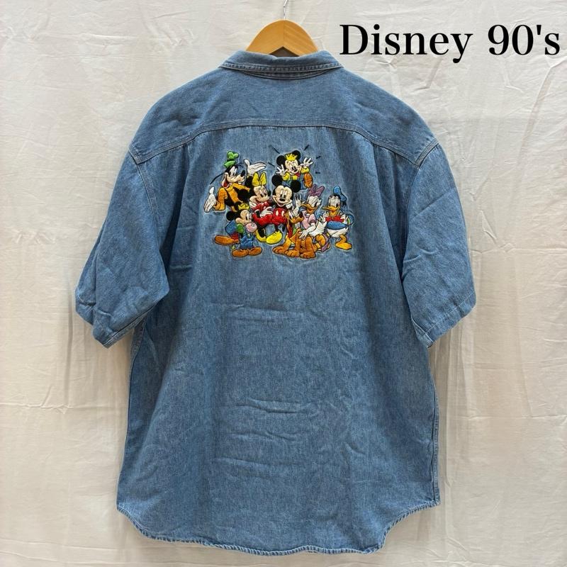ヴィンテージ VINTAGE シャツ、ブラウス 半袖 The Disney Store 90s ディズニー キャラクター バック 刺繍 デニム シャツ L メンズ USED 古着 中古 50168163