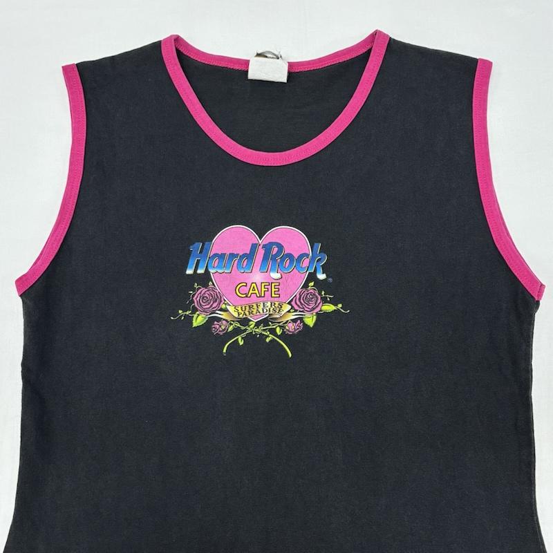 古着 USED タンクトップ タンクトップ HARD ROCK CAFE ハードロックカフェ トリム ノースリーブ カットソー Y2K M レディース USED 古着 中古 50168165