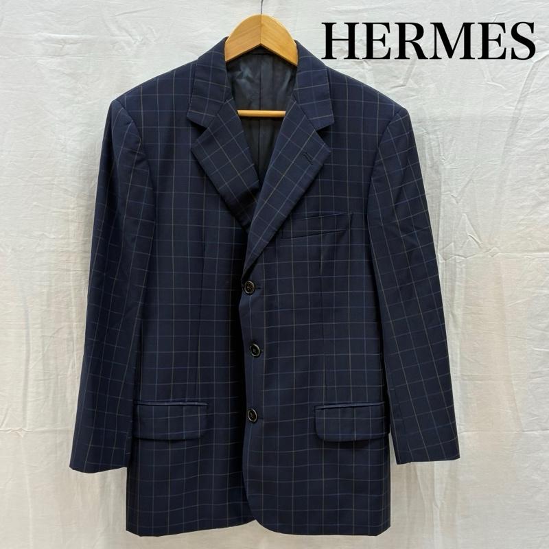 エルメス HERMES ジャケット、上着 ジャケット、ブレザー 90s OLD ARCHIVE ウール 3B テーラード ジャケット ブレザー チェック イタリア製 48 メンズ USED 古着 中古 50168177
