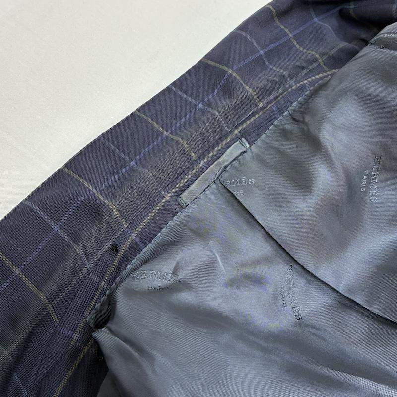 エルメス HERMES ジャケット、上着 ジャケット、ブレザー 90s OLD ARCHIVE ウール 3B テーラード ジャケット ブレザー チェック イタリア製 48 メンズ USED 古着 中古 50168177