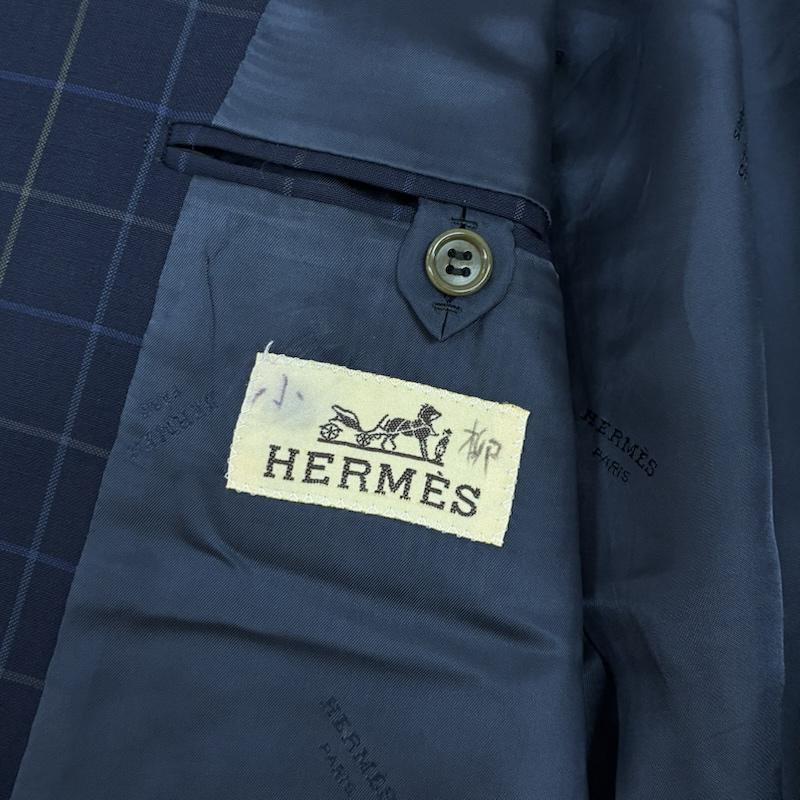 エルメス HERMES ジャケット、上着 ジャケット、ブレザー 90s OLD ARCHIVE ウール 3B テーラード ジャケット ブレザー チェック イタリア製 48 メンズ USED 古着 中古 50168177