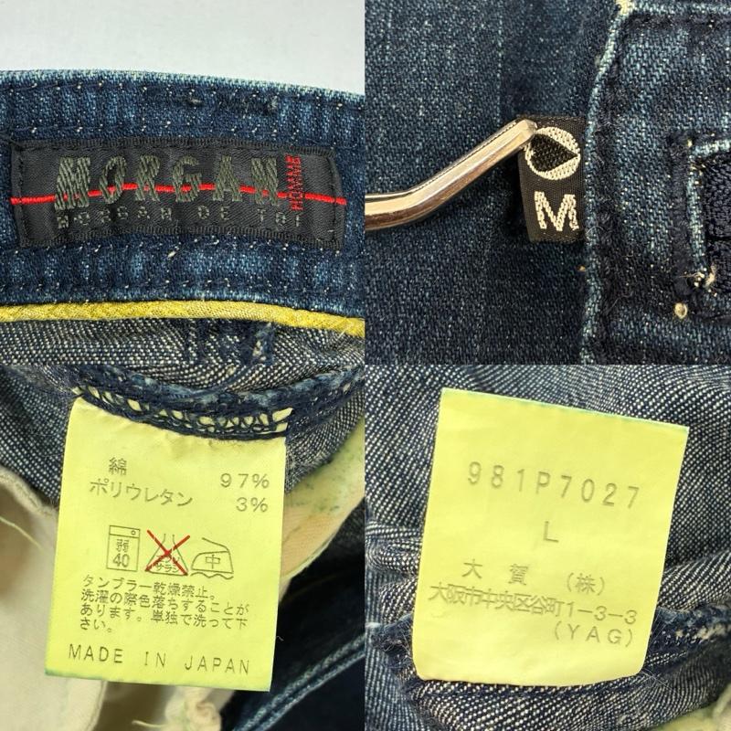 モルガンオム MORGAN HOMME パンツ デニム、ジーンズ 00s ARCHIVE ジップ ギミック マルチ カーゴ ポケット ウォッシュド デニムパンツ Y2K アーカイブ L メンズ USED 古着 中古 50168179