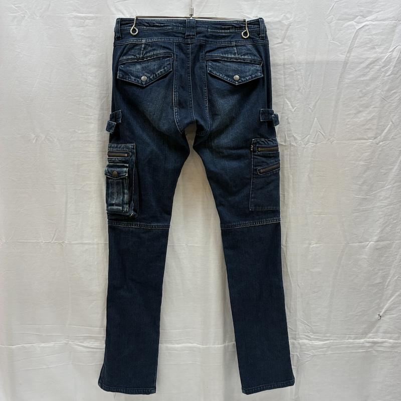 モルガンオム MORGAN HOMME パンツ デニム、ジーンズ 00s ARCHIVE ジップ ギミック マルチ カーゴ ポケット ウォッシュド デニムパンツ Y2K アーカイブ L メンズ USED 古着 中古 50168179