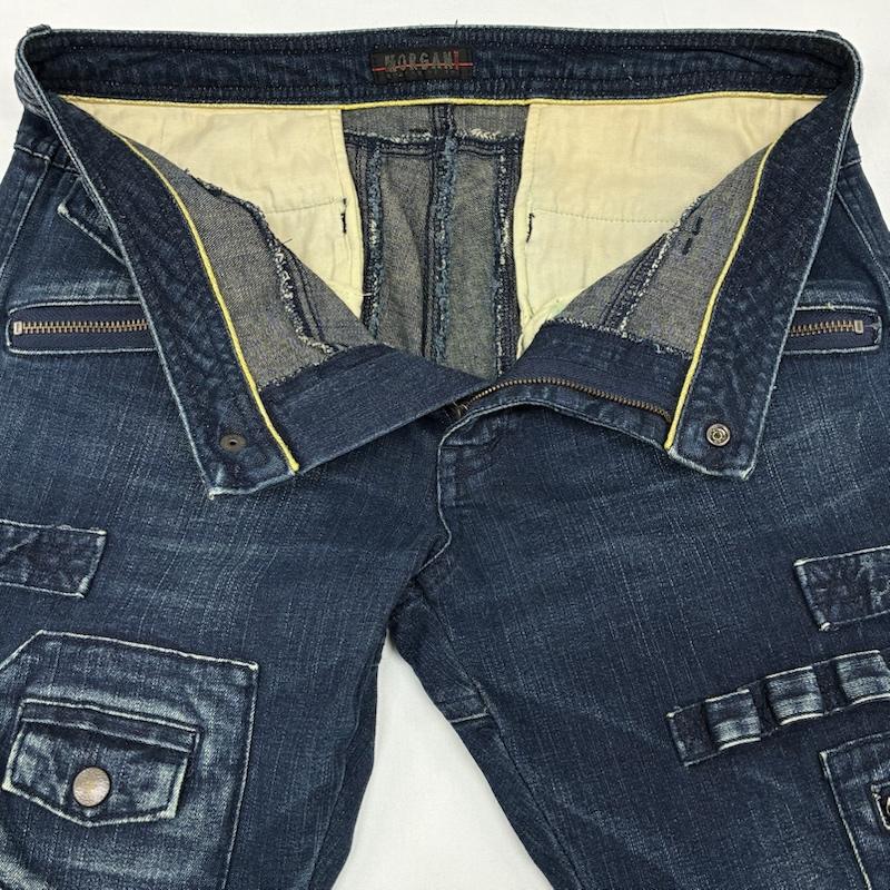 モルガンオム MORGAN HOMME パンツ デニム、ジーンズ 00s ARCHIVE ジップ ギミック マルチ カーゴ ポケット ウォッシュド デニムパンツ Y2K アーカイブ L メンズ USED 古着 中古 50168179