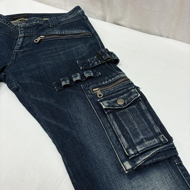 モルガンオム MORGAN HOMME パンツ デニム、ジーンズ 00s ARCHIVE ジップ ギミック マルチ カーゴ ポケット ウォッシュド デニムパンツ Y2K アーカイブ L メンズ USED 古着 中古 50168179