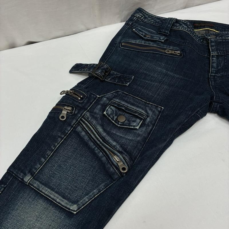 モルガンオム MORGAN HOMME パンツ デニム、ジーンズ 00s ARCHIVE ジップ ギミック マルチ カーゴ ポケット ウォッシュド デニムパンツ Y2K アーカイブ L メンズ USED 古着 中古 50168179