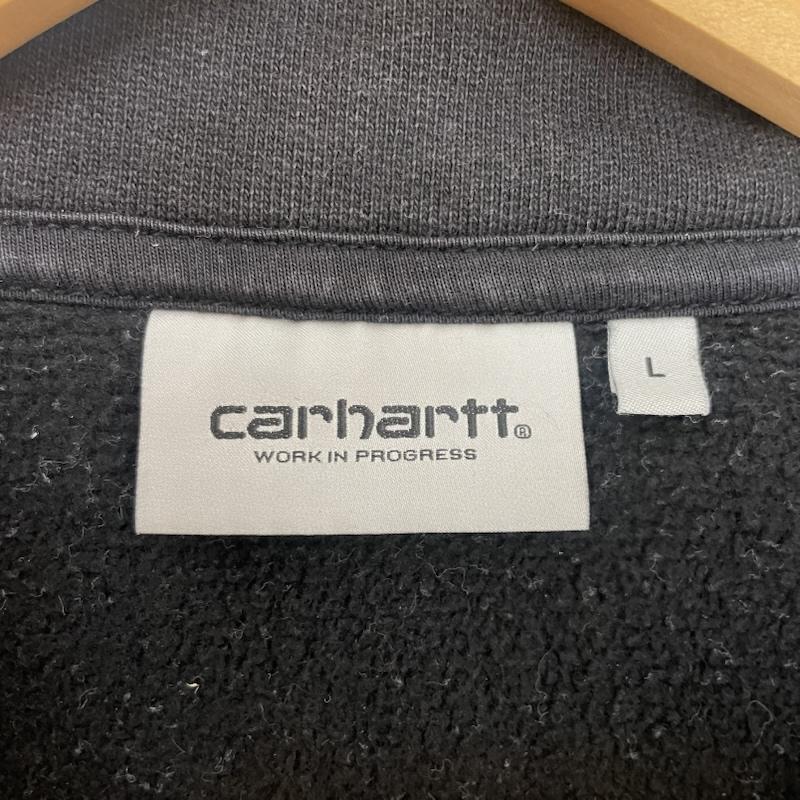 カーハート ダブリューアイピー Carhartt WIP トレーナー 長袖 ハーフ ジップ アメリカン スクリプト スウェット シャツ ワンポイント 刺繍 ロゴ L 黒 / ブラック / black メンズ USED 古着 中古 50168183