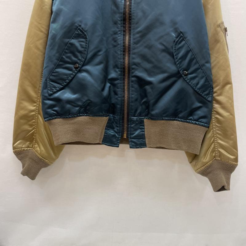 コリンズ CORINTH MFG CO ジャケット、上着 フライトジャケット USA製 MA-1 フライト ジャケット ツートン カラー バックロゴ L 金 / ゴールド / gold color X 緑 / グリーン / green メンズ USED 古着 中古 50168186