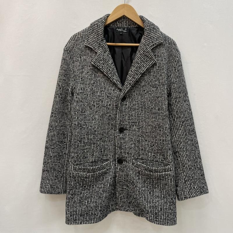 アニエス・ベー agnes b. ジャケット、上着 ジャケット、ブレザー ウール ジャケット モノトーン 千鳥格子 チェック 柄 1 白 / ホワイト / white X 黒 / ブラック / black メンズ USED 古着 中古 50168197