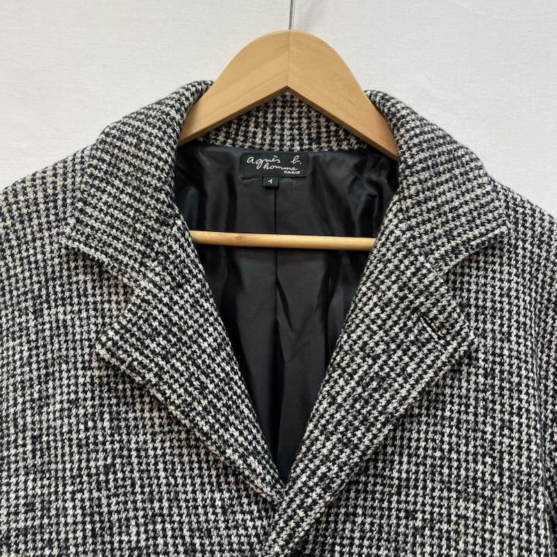 アニエス・ベー agnes b. ジャケット、上着 ジャケット、ブレザー ウール ジャケット モノトーン 千鳥格子 チェック 柄 1 白 / ホワイト / white X 黒 / ブラック / black メンズ USED 古着 中古 50168197