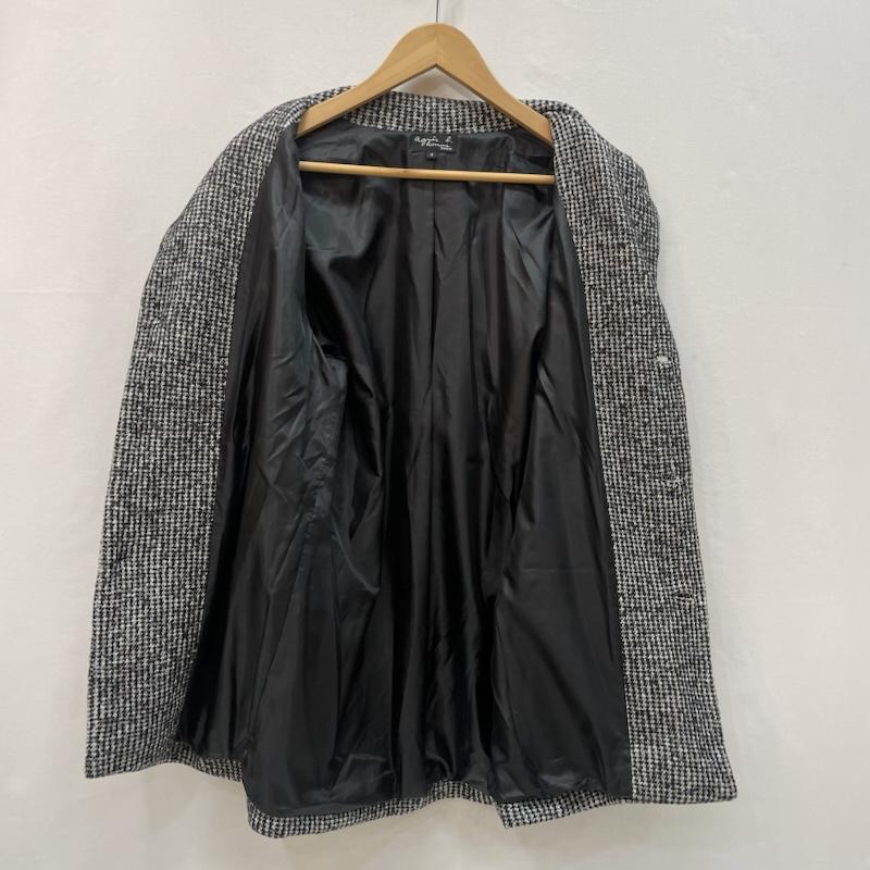 アニエス・ベー agnes b. ジャケット、上着 ジャケット、ブレザー ウール ジャケット モノトーン 千鳥格子 チェック 柄 1 白 / ホワイト / white X 黒 / ブラック / black メンズ USED 古着 中古 50168197