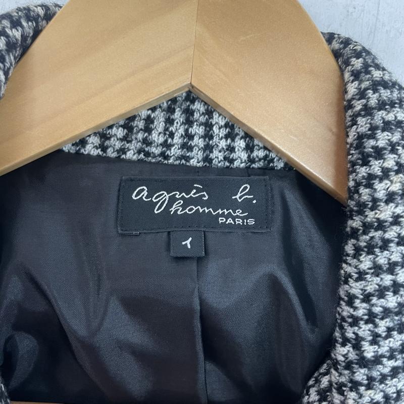 アニエス・ベー agnes b. ジャケット、上着 ジャケット、ブレザー ウール ジャケット モノトーン 千鳥格子 チェック 柄 1 白 / ホワイト / white X 黒 / ブラック / black メンズ USED 古着 中古 50168197
