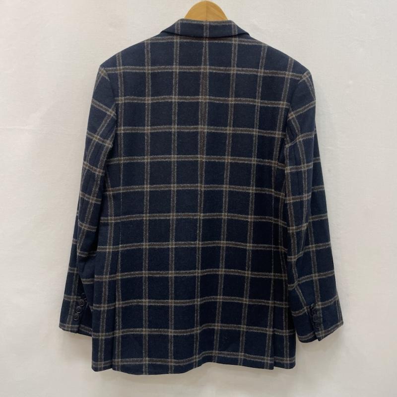 アニエス・ベー agnes b. ジャケット、上着 ジャケット、ブレザー テーラード ジャケット ウール チェック柄 48 紺 / ネイビー / navy X 茶 / ブラウン / brown メンズ USED 古着 中古 50168198