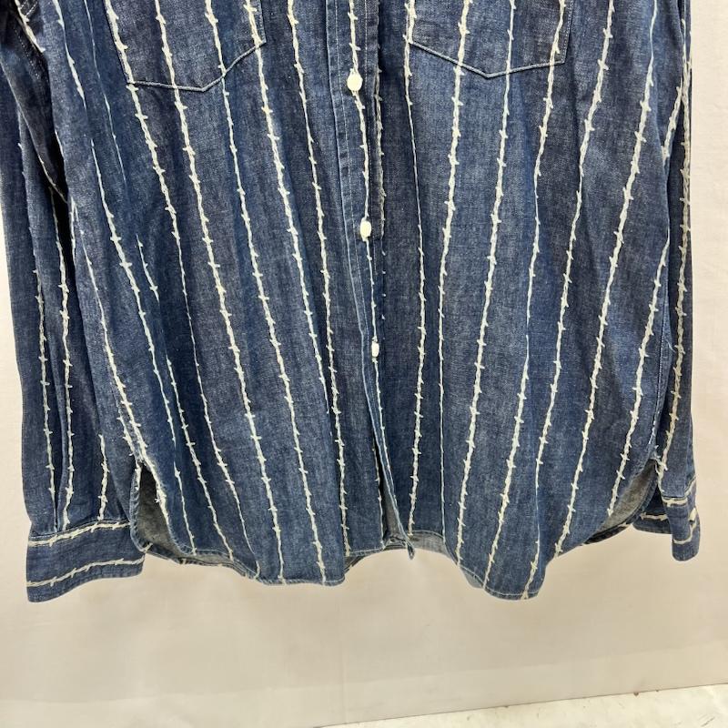 シュガーケーン SUGAR CANE シャツ、ブラウス 長袖 有刺鉄線柄 デニム ワークシャツ M21322 M品番 L インディゴ / インディゴ / Indigo メンズ USED 古着 中古 50168202