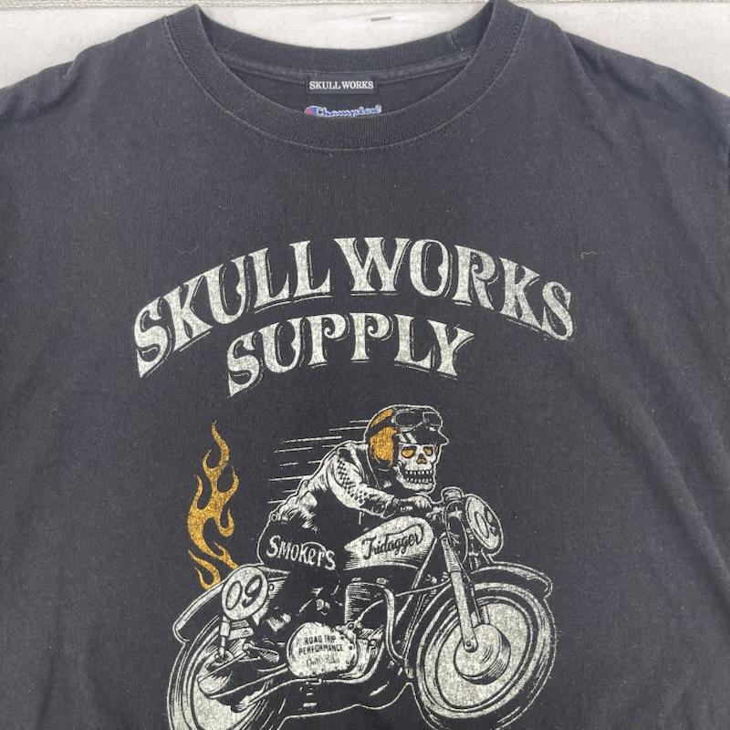 チャンピオン Champion Tシャツ 半袖 SKULL WORKS コラボ グラフィック プリント Tシャツ M 黒 / ブラック / black メンズ USED 古着 中古 50168208
