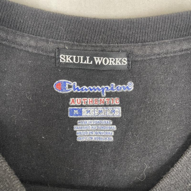 チャンピオン Champion Tシャツ 半袖 SKULL WORKS コラボ グラフィック プリント Tシャツ M 黒 / ブラック / black メンズ USED 古着 中古 50168208