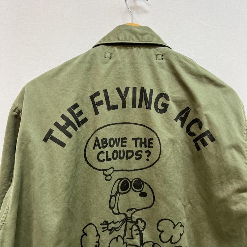 アヴィレックス AVIREX ジャケット、上着 フライトジャケット × PEANUTS コットン A-2 スヌーピー FLYING ACE L カーキ / カーキ / khaki メンズ USED 古着 中古 50168211