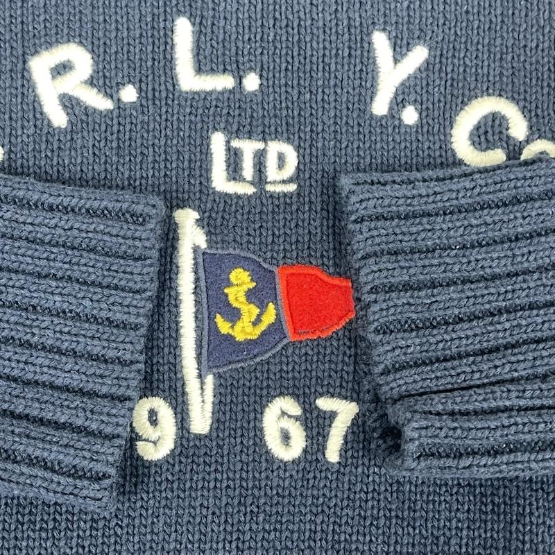 ポロラルフローレン POLO RALPH LAUREN ニット、セーター 長袖 P.R.L. Yacht Club 刺繍 クルーネック ニット セーター XS 紺 / ネイビー / navy メンズ USED 古着 中古 50168212