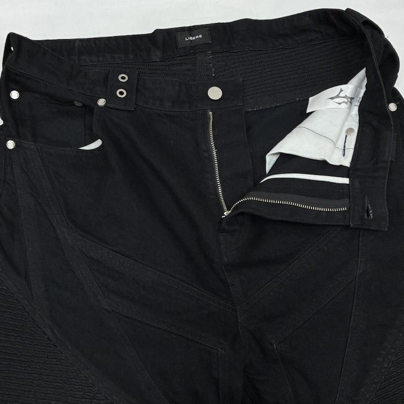 古着 USED パンツ デニム、ジーンズ LIBERE リベーレ 24SS バイカー カッティング ジーンズ 13oz ワイド ブラック デニム パンツ 3 メンズ USED 古着 中古 50168216