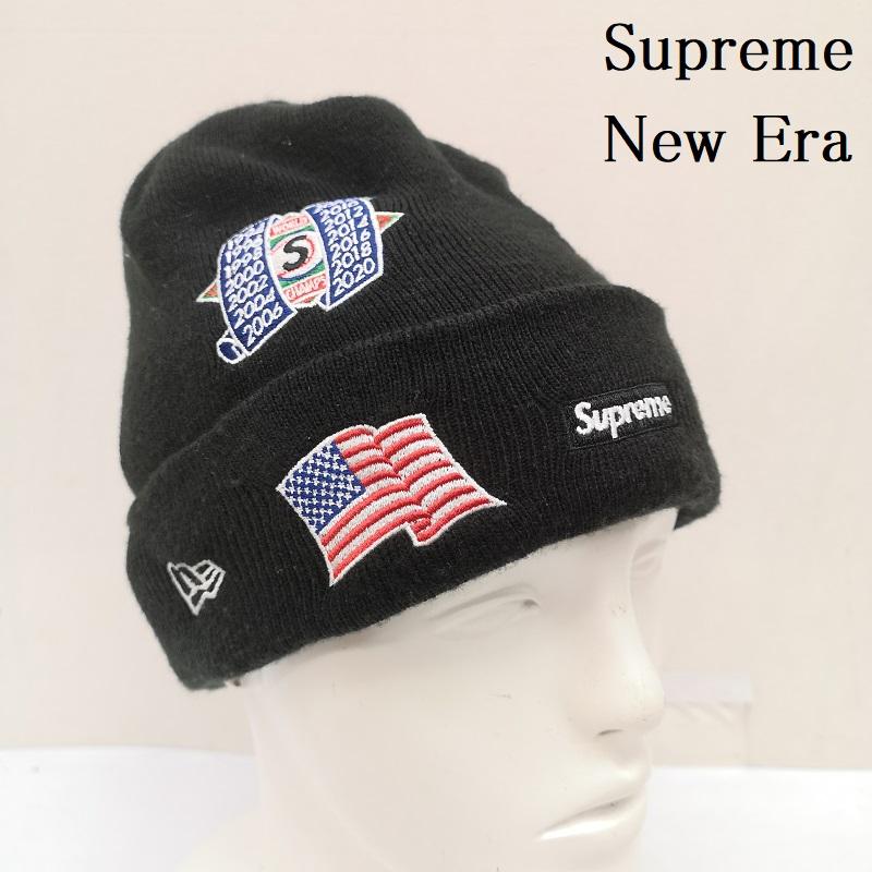シュプリーム Supreme 帽子 ニット帽 New Era 19FW Championship Beanie チャンピオンシップ ビーニー WORLD CHAMPS ワッペン 黒 / ブラック / black メンズ USED 古着 中古 50168222