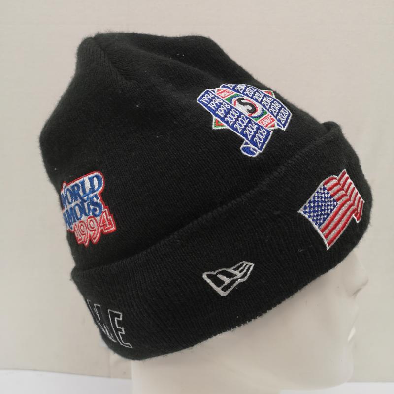 シュプリーム Supreme 帽子 ニット帽 New Era 19FW Championship Beanie チャンピオンシップ ビーニー WORLD CHAMPS ワッペン 黒 / ブラック / black メンズ USED 古着 中古 50168222
