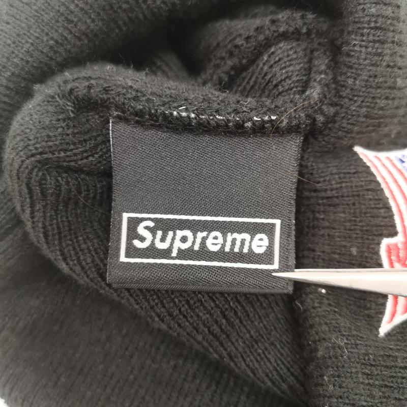 シュプリーム Supreme 帽子 ニット帽 New Era 19FW Championship Beanie チャンピオンシップ ビーニー WORLD CHAMPS ワッペン 黒 / ブラック / black メンズ USED 古着 中古 50168222