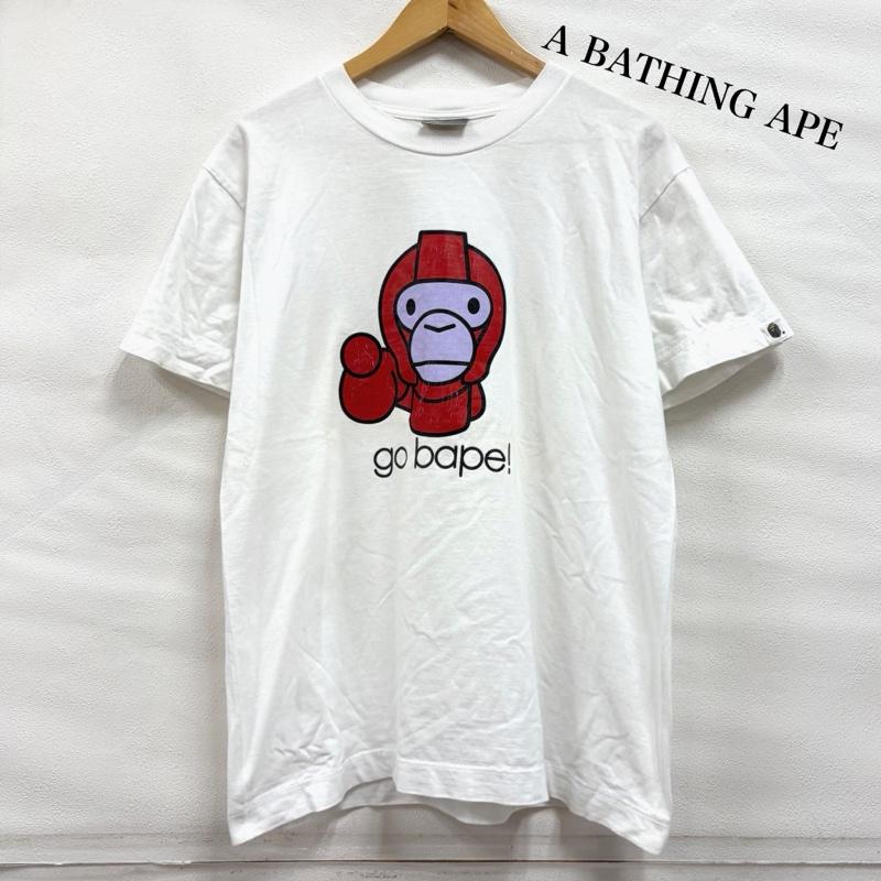 アベイシングエイプ A BATHING APE Tシャツ 半袖 90s go bape ロゴ プリント 半袖 Tシャツ MILO ヴィンテージ L プリント X ロゴ、文字 X キャラクター 白 / ホワイト / white X 赤 / レッド / red X 黒 / ブラック / black メンズ USED 古着 中古 50168238