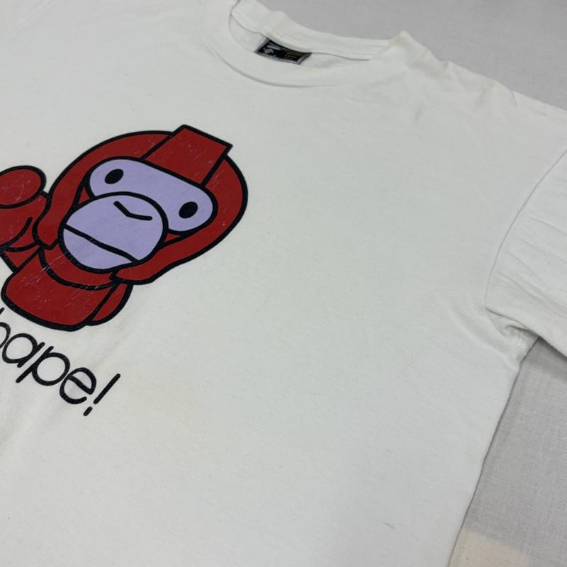 アベイシングエイプ A BATHING APE Tシャツ 半袖 90s go bape ロゴ プリント 半袖 Tシャツ MILO ヴィンテージ L プリント X ロゴ、文字 X キャラクター 白 / ホワイト / white X 赤 / レッド / red X 黒 / ブラック / black メンズ USED 古着 中古 50168238