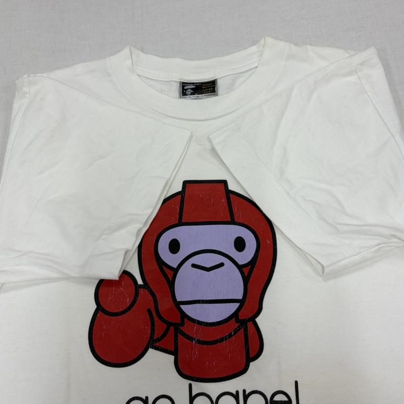 アベイシングエイプ A BATHING APE Tシャツ 半袖 90s go bape ロゴ プリント 半袖 Tシャツ MILO ヴィンテージ L プリント X ロゴ、文字 X キャラクター 白 / ホワイト / white X 赤 / レッド / red X 黒 / ブラック / black メンズ USED 古着 中古 50168238