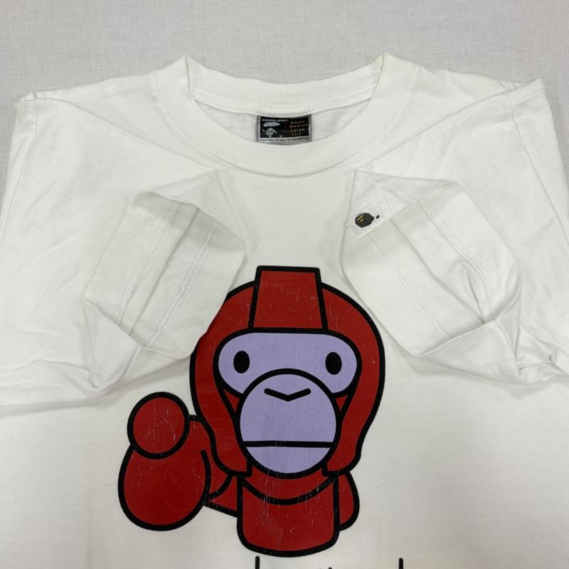 アベイシングエイプ A BATHING APE Tシャツ 半袖 90s go bape ロゴ プリント 半袖 Tシャツ MILO ヴィンテージ L プリント X ロゴ、文字 X キャラクター 白 / ホワイト / white X 赤 / レッド / red X 黒 / ブラック / black メンズ USED 古着 中古 50168238