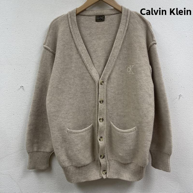 カルバン・クライン Calvin Klein カーディガン 長袖 90s ヴィンテージ ロゴ刺繍ウールニット カーディガン ベージュ / ベージュ / beige メンズ USED 古着 中古 50168242