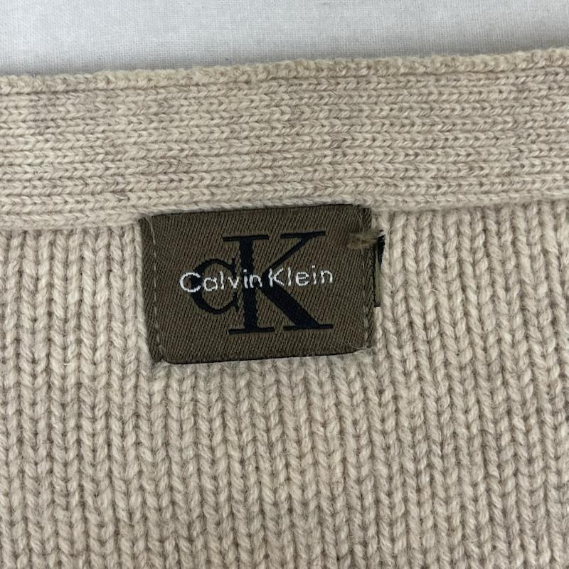 カルバン・クライン Calvin Klein カーディガン 長袖 90s ヴィンテージ ロゴ刺繍ウールニット カーディガン ベージュ / ベージュ / beige メンズ USED 古着 中古 50168242