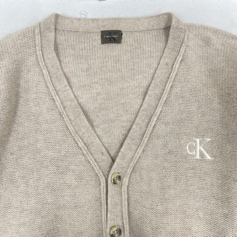 カルバン・クライン Calvin Klein カーディガン 長袖 90s ヴィンテージ ロゴ刺繍ウールニット カーディガン ベージュ / ベージュ / beige メンズ USED 古着 中古 50168242