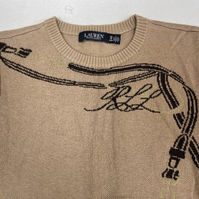 ローレンラルフローレン LAUREN RALPH LAUREN ニット、セーター 長袖 ベルティングモチーフ コットンブレンド セーター XS ベージュ / ベージュ / beige レディース USED 古着 中古 50168250