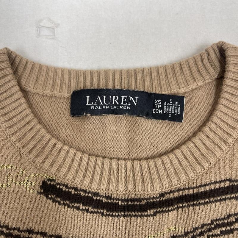 ローレンラルフローレン LAUREN RALPH LAUREN ニット、セーター 長袖 ベルティングモチーフ コットンブレンド セーター XS ベージュ / ベージュ / beige レディース USED 古着 中古 50168250